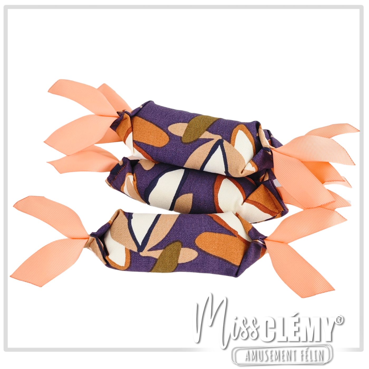 jouet pour chat en forme de bonbon, imprimé retro violet