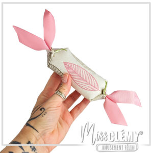 bonbon en toile de coton imprimé feuille rose jouet pour chat