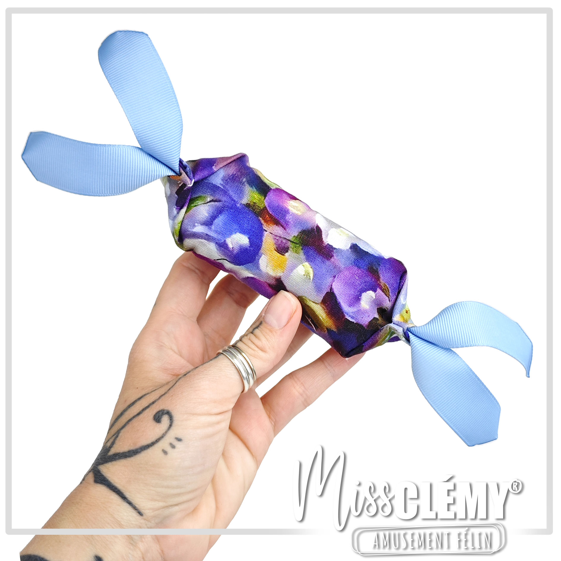 jouet pour chat en forme de bonbon violet bleu