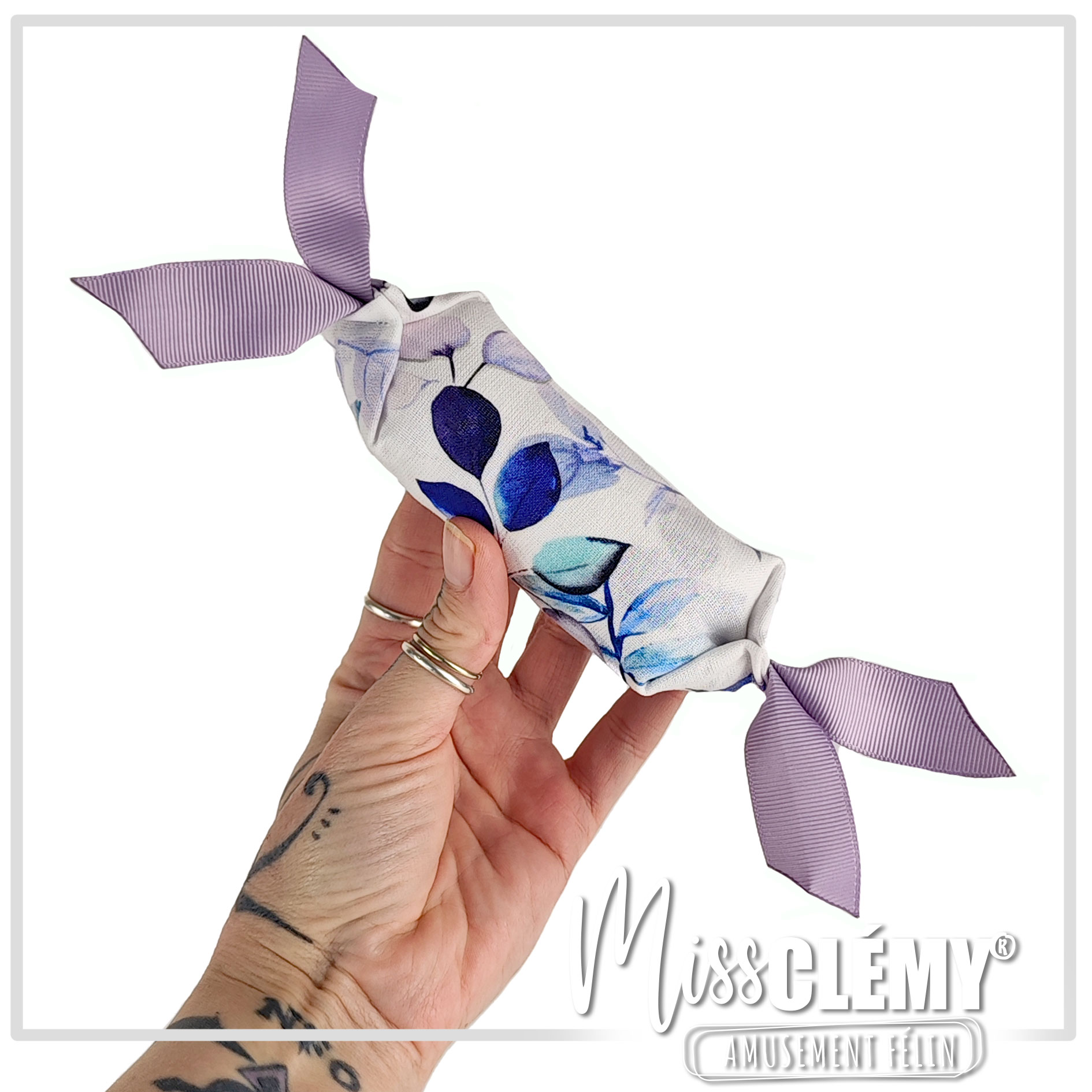 jouet pour chat en forme de bonbon violet mauve