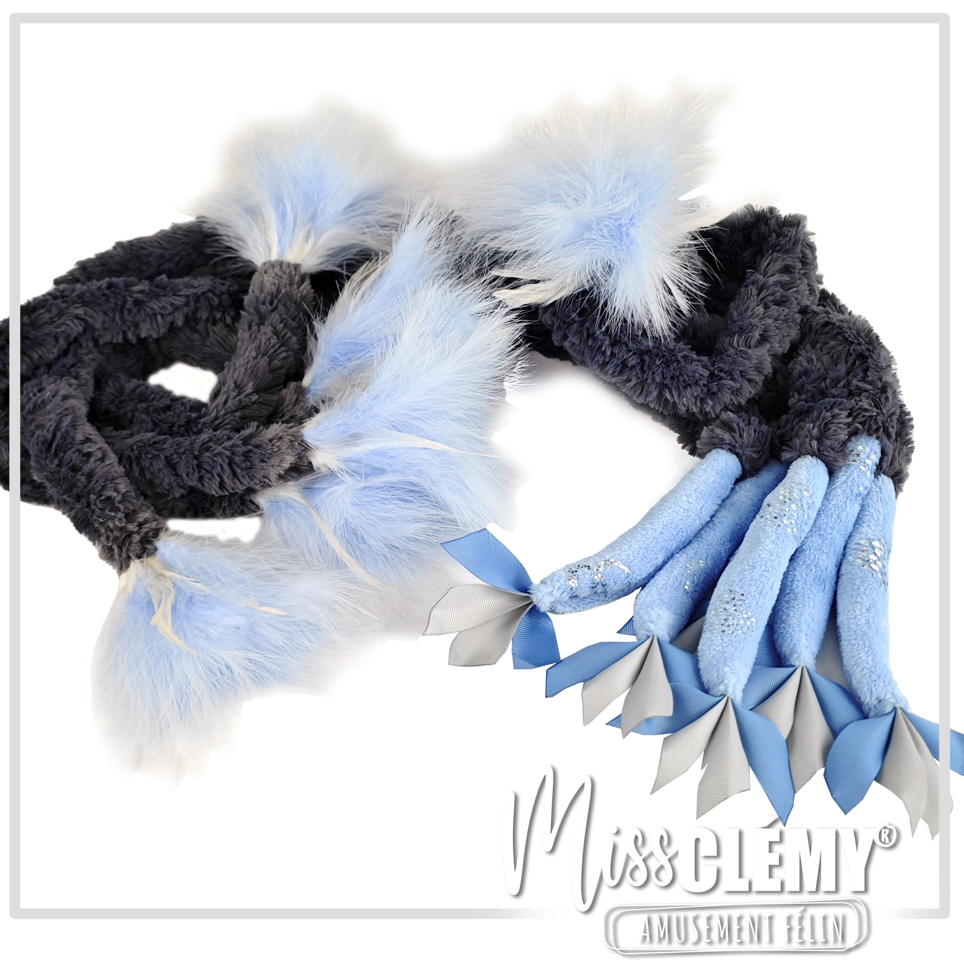 longue serpentin en fourrure avec plume : jouet pour chat