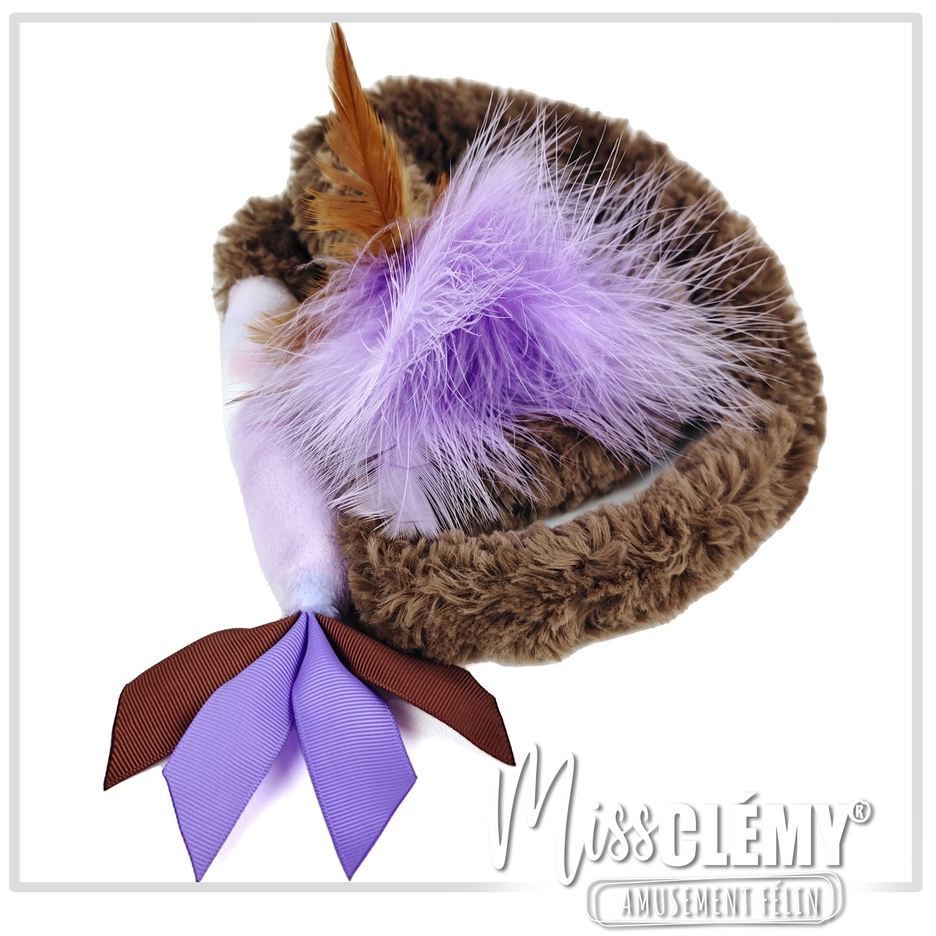 longue serpentin en fourrure avec plume : jouet pour chat